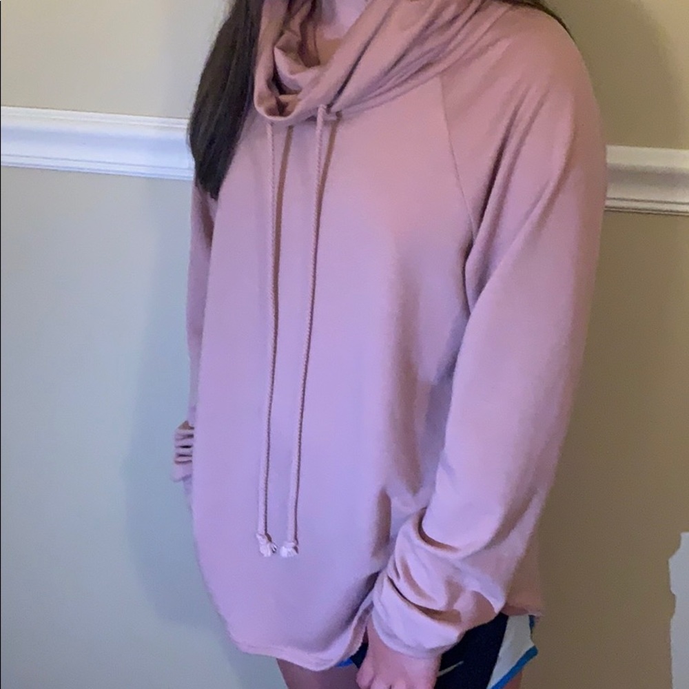 pink dress with turtle neck